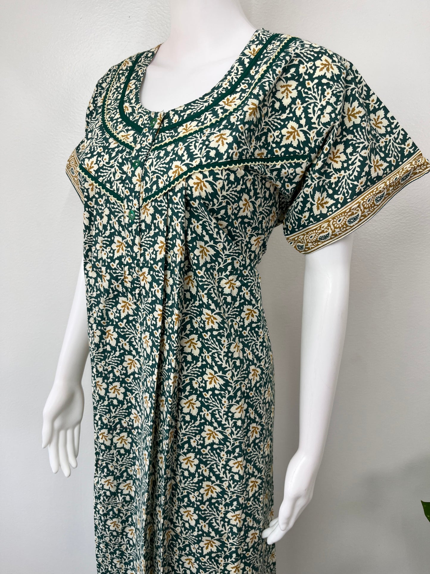 Green Printed Pure Cotton Nighty