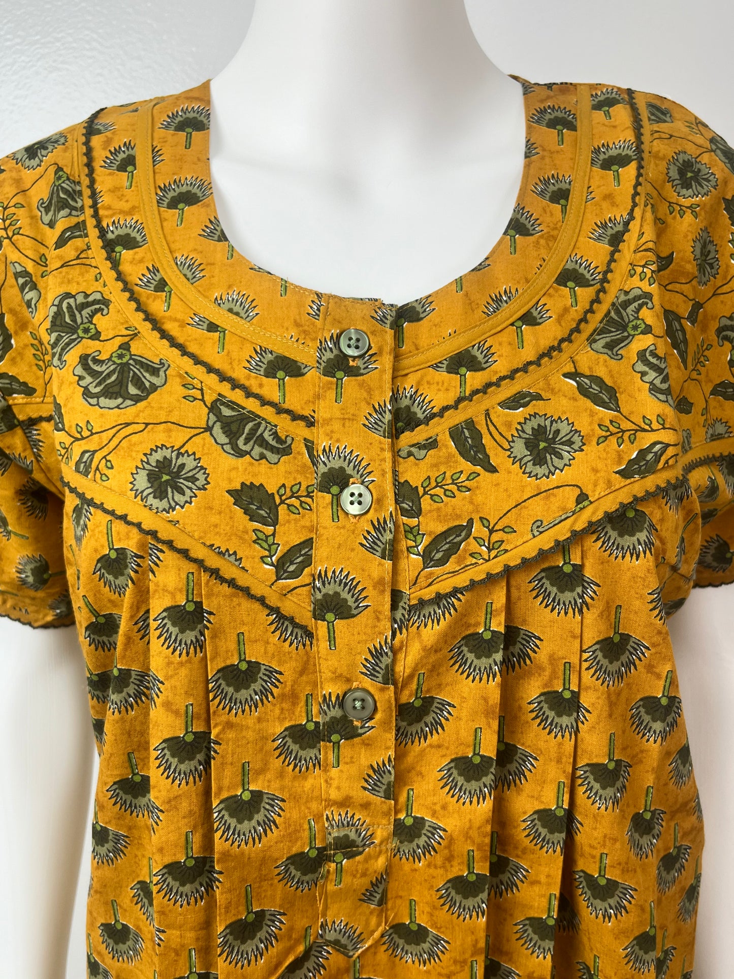 Mustard Printed 100% Cotton Women's Nighty
