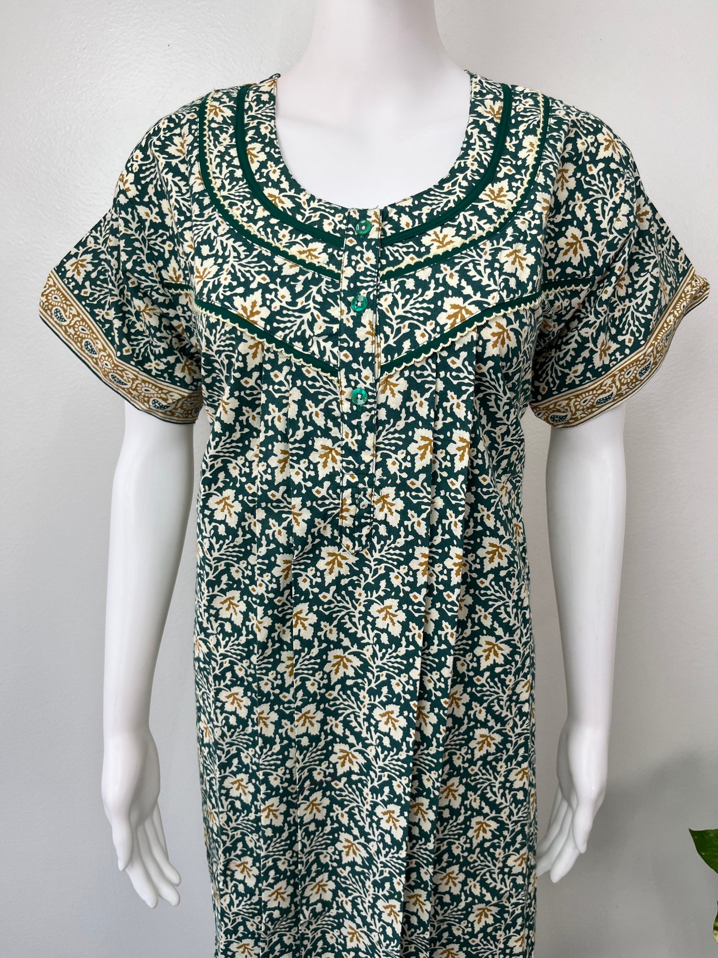 Green Printed Pure Cotton Nighty