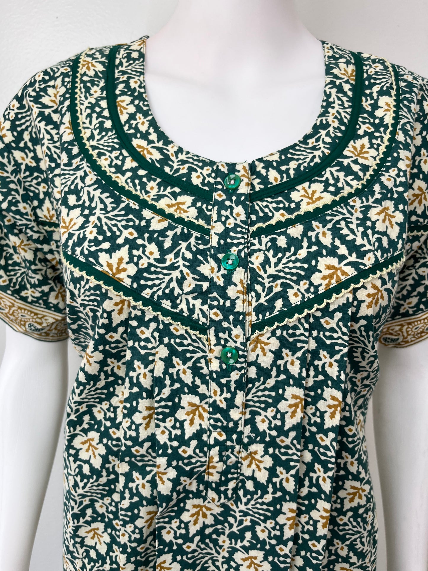 Green Printed Pure Cotton Nighty