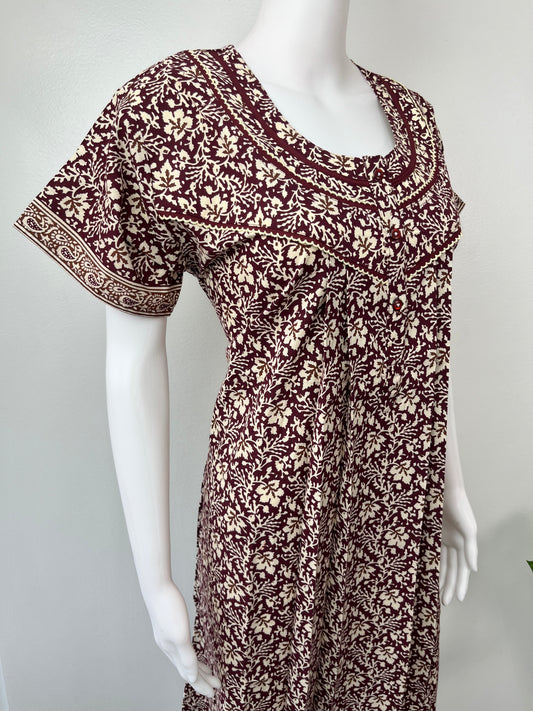 Maroon 100% Cotton Nighty Soft & Comfortable