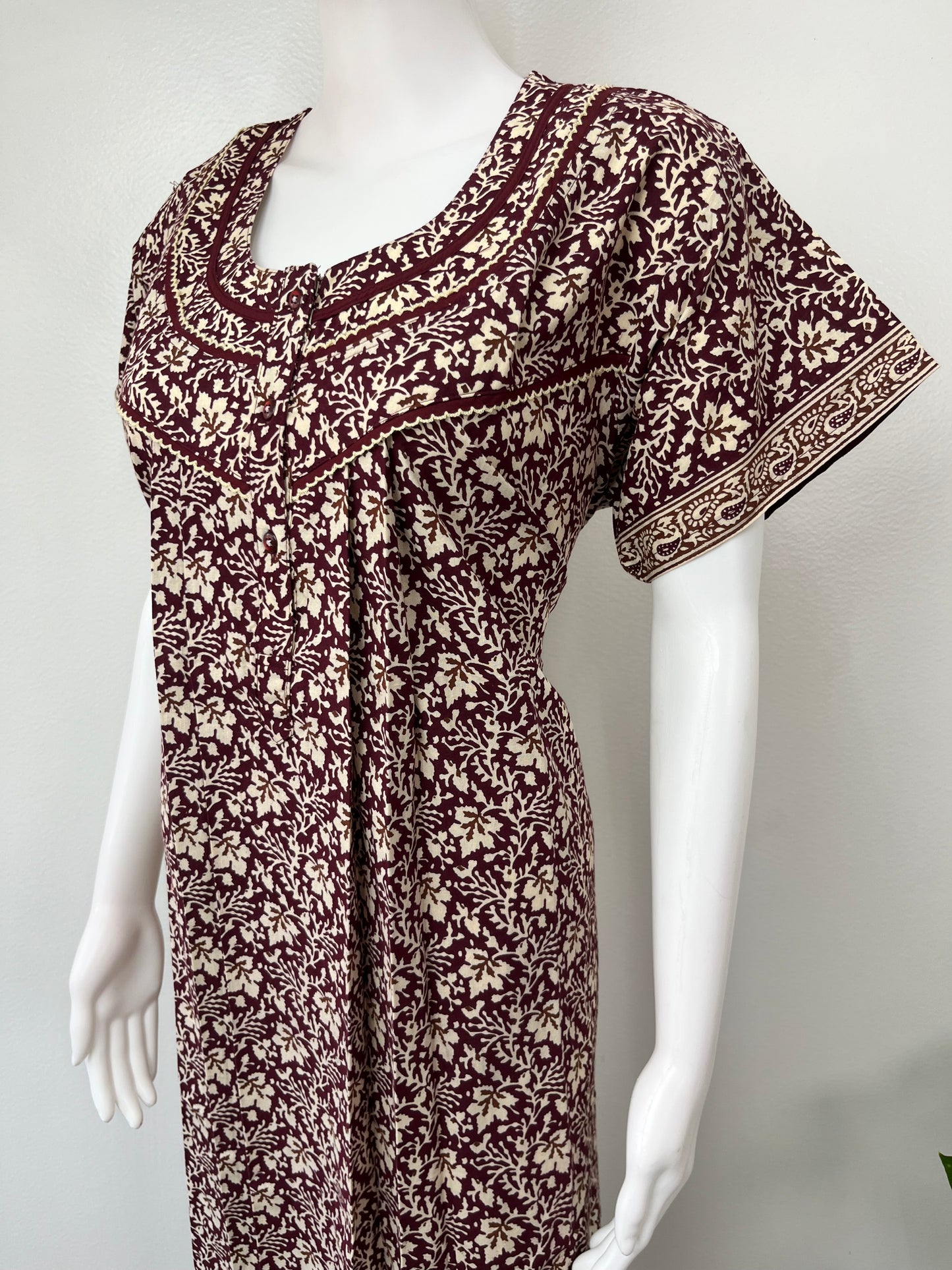Maroon 100% Cotton Nighty Soft & Comfortable