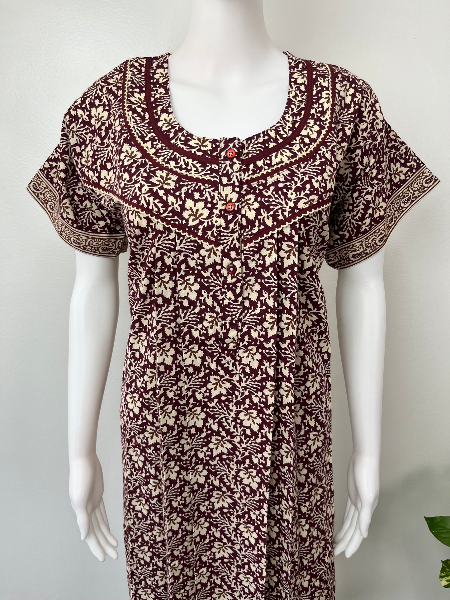 Maroon 100% Cotton Nighty Soft & Comfortable