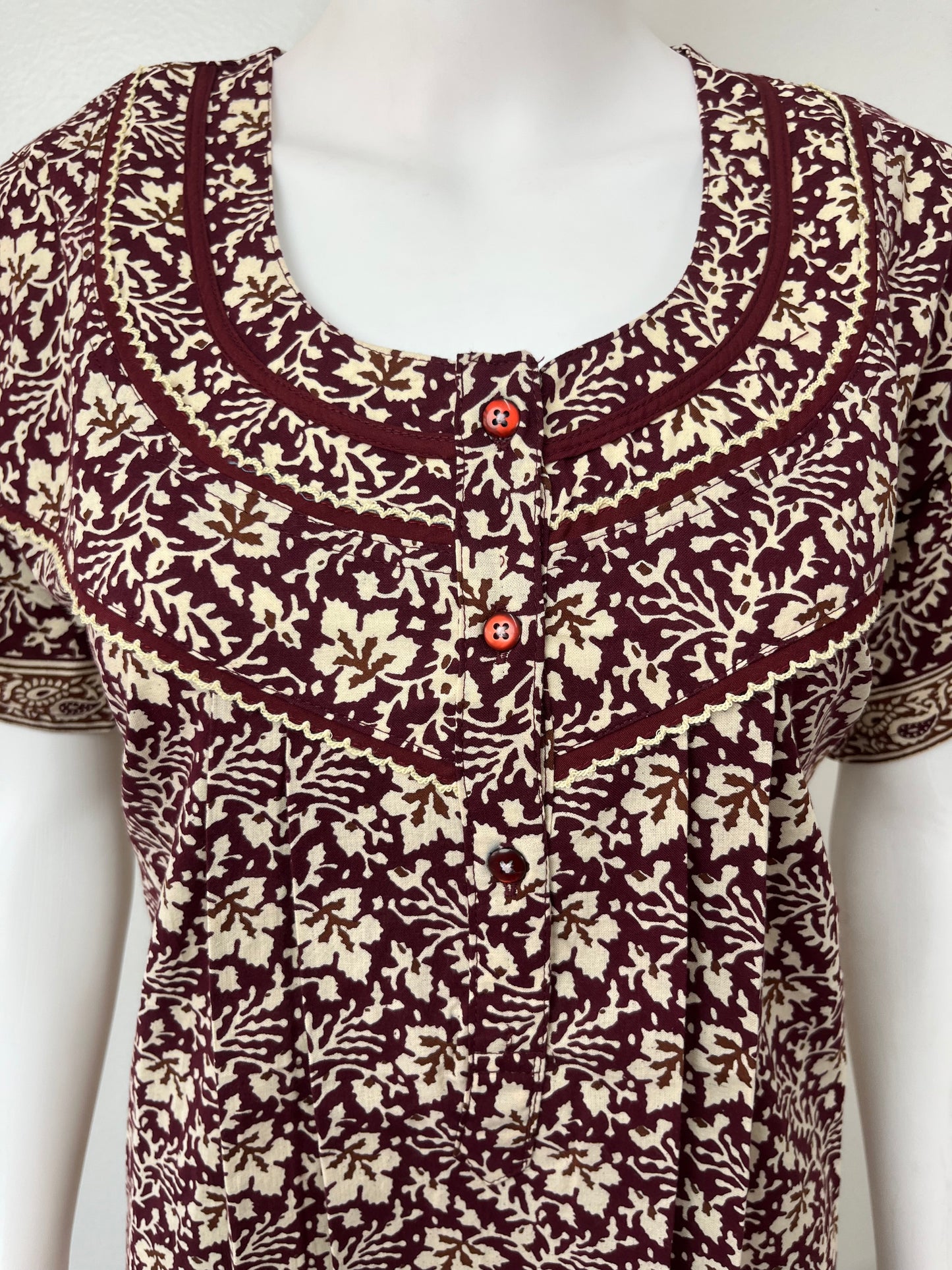 Maroon 100% Cotton Nighty Soft & Comfortable