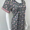 Navy Blue Pleated Pure Cotton Women's Nighty
