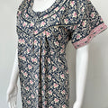 Navy Blue Pleated Pure Cotton Women's Nighty