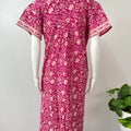 Hot Pink Printed Cotton Nighty Comfortable and Elegant