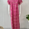 Hot Pink Printed Cotton Nighty Comfortable and Elegant