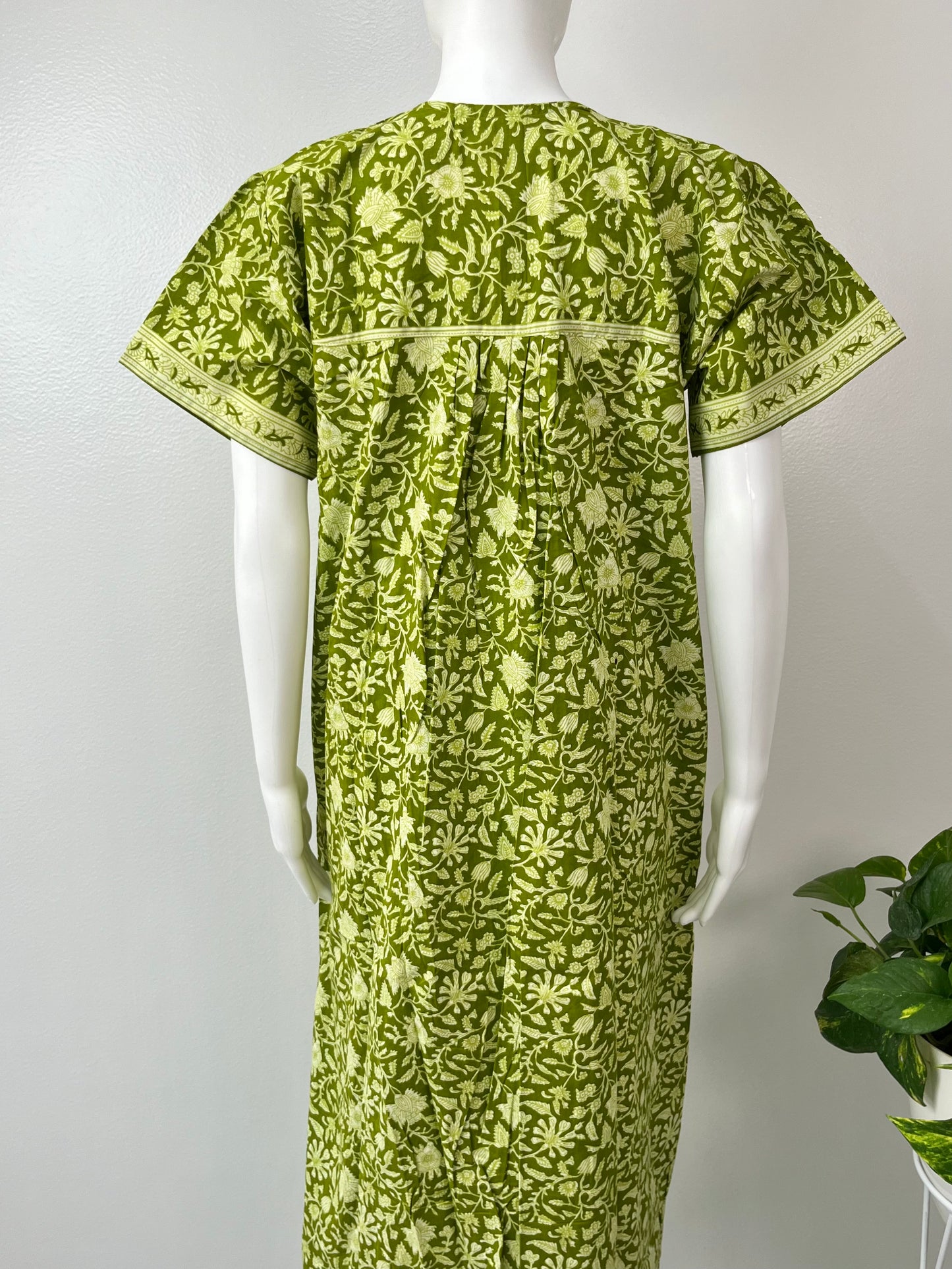 Sage Green Pure Cotton Nightgown Cool & Comfortable