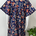 Navy Blue Floral Pure Cotton Women's Nightgown