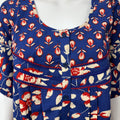 Navy Blue Floral Pure Cotton Women's Nightgown