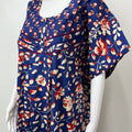 Navy Blue Floral Pure Cotton Women's Nightgown