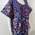 Navy Blue Floral Pure Cotton Women's Nightgown