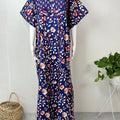 Navy Blue Floral Pure Cotton Women's Nightgown
