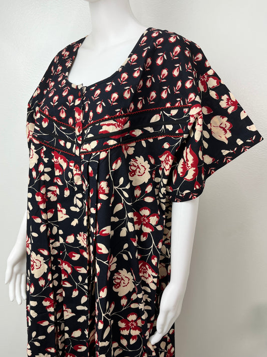 Black Pure Cotton Nighty Elegant & Breathable