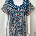 Navy Blue Pleated 100% Cotton Women's Nighty