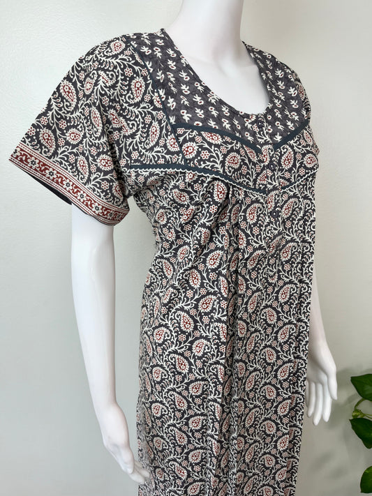 Gray Pure Cotton Nightgown Elegant & Breathable
