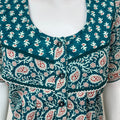 Teal Pure Cotton Nighty with Contrast Print