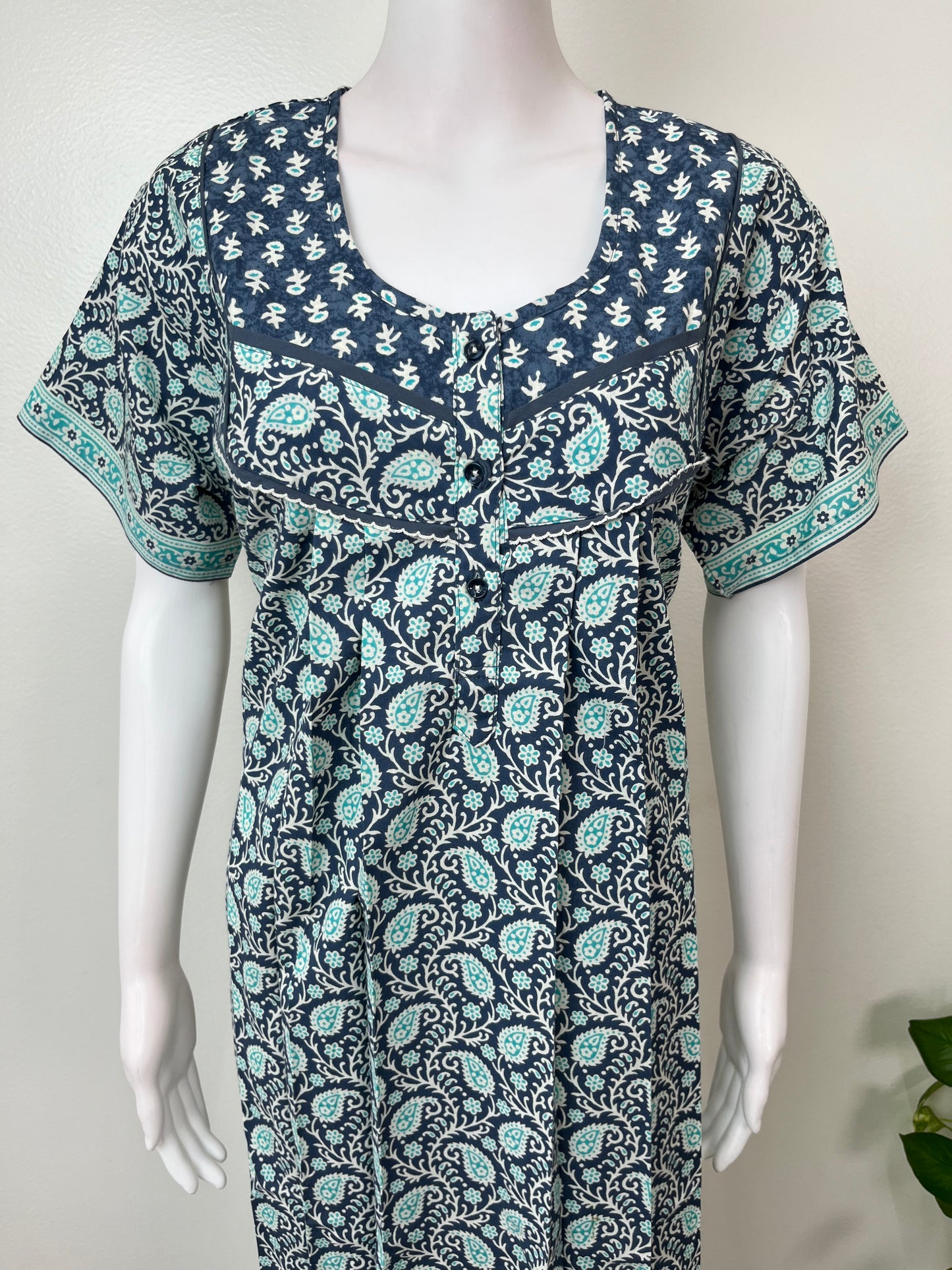 Blue Pure Cotton Nightgown Soft & Comfortable