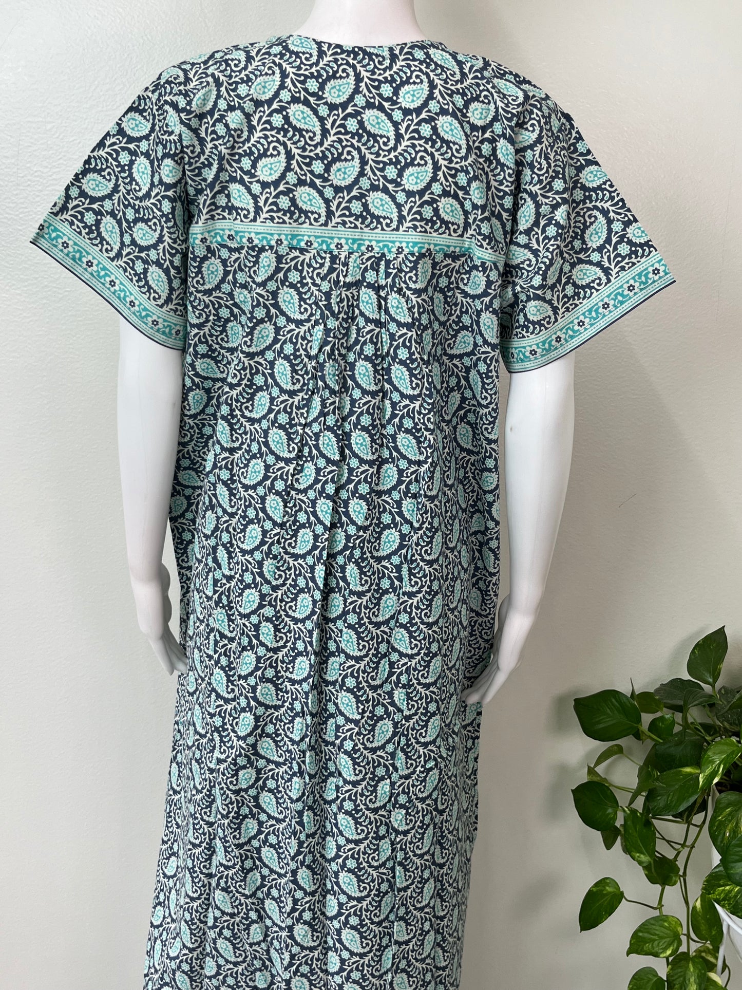 Blue Pure Cotton Nightgown Soft & Comfortable