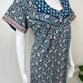 Navy Blue Pleated 100% Cotton Women's Nighty