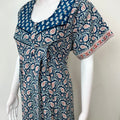 Navy Blue Pleated 100% Cotton Women's Nighty