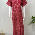 Red 100% Cotton Batik Print Nightgown for Women