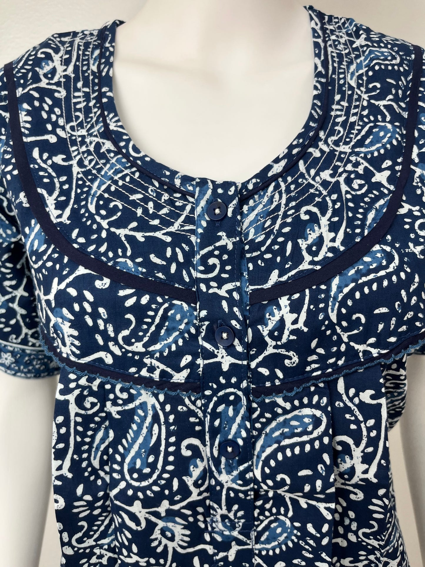 Navy Blue Pure Cotton Nighty for Women Soft & Comfortable