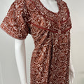 Brown 100% Cotton Pleated Nighty for Women
