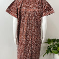 Brown 100% Cotton Pleated Nighty for Women