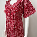 Red 100% Cotton Batik Print Nightgown for Women