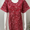 Red 100% Cotton Batik Print Nightgown for Women