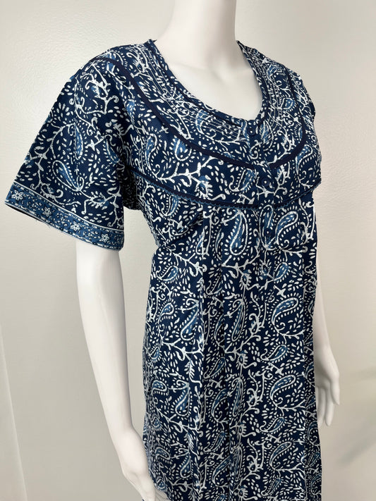 Navy Blue Pure Cotton Nighty for Women Soft & Comfortable