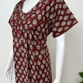 Maroon 100% Cotton Women's Nightgown