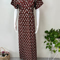 Maroon 100% Cotton Women's Nightgown