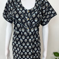Black Pure Cotton Nightgown with Contrast Print