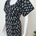 Black Pure Cotton Nightgown with Contrast Print