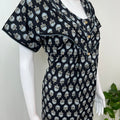 Black Pure Cotton Nightgown with Contrast Print