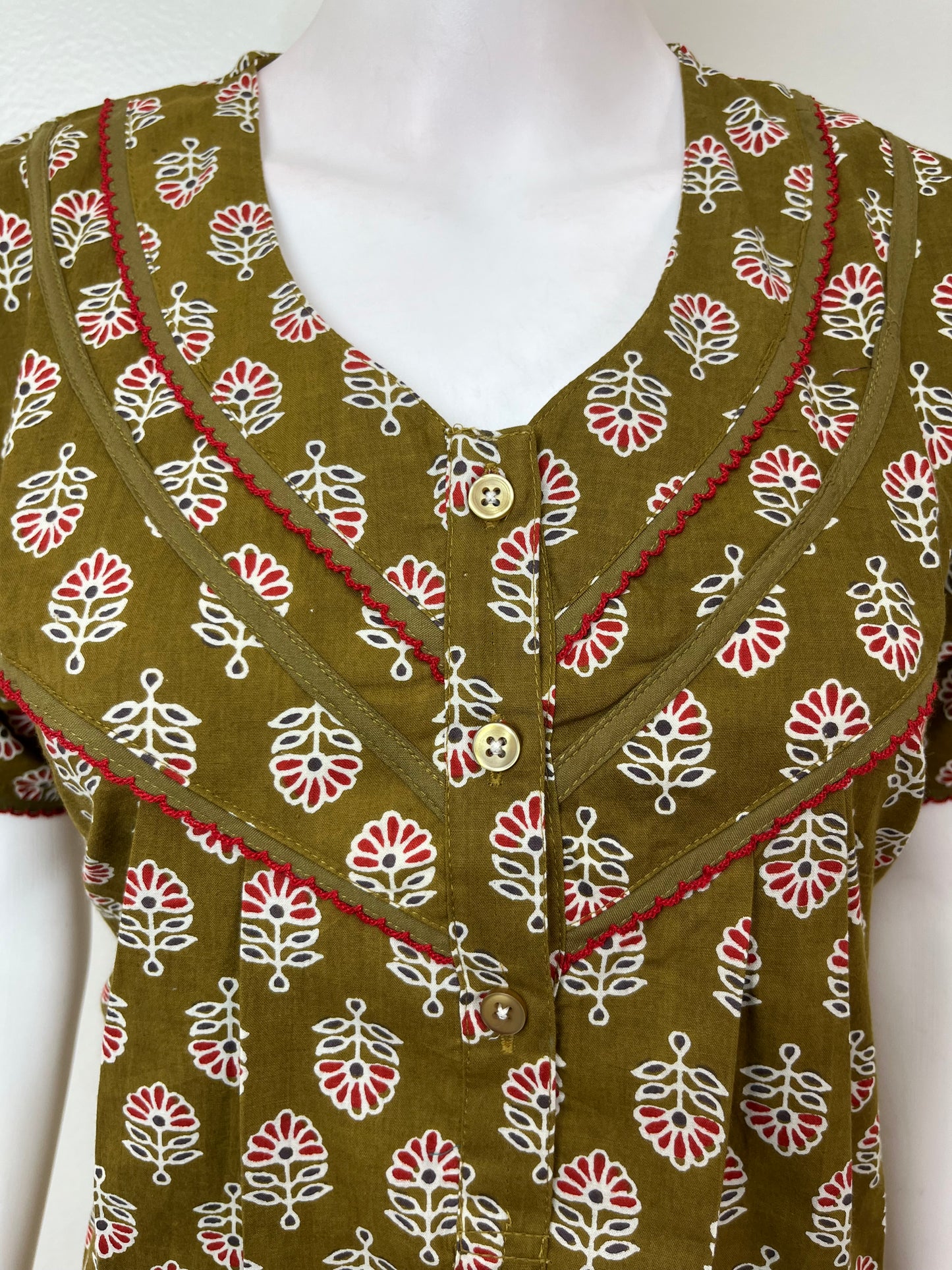 Olive Green Pure Cotton Nighty Elegant & Comfortable