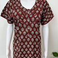 Maroon 100% Cotton Women's Nightgown