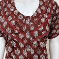 Maroon 100% Cotton Women's Nightgown