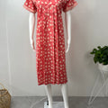 Orange Knee-Length 100% Pure Cotton Nighty for Women