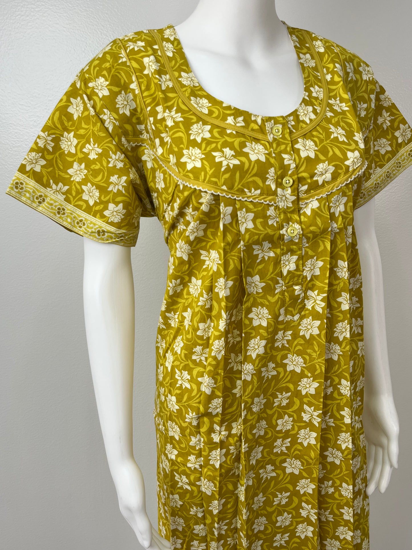 Sage Green Knee-Length Pure Cotton Women's Nighty Soft & Comfortable