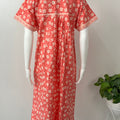 Orange Knee-Length 100% Pure Cotton Nighty for Women