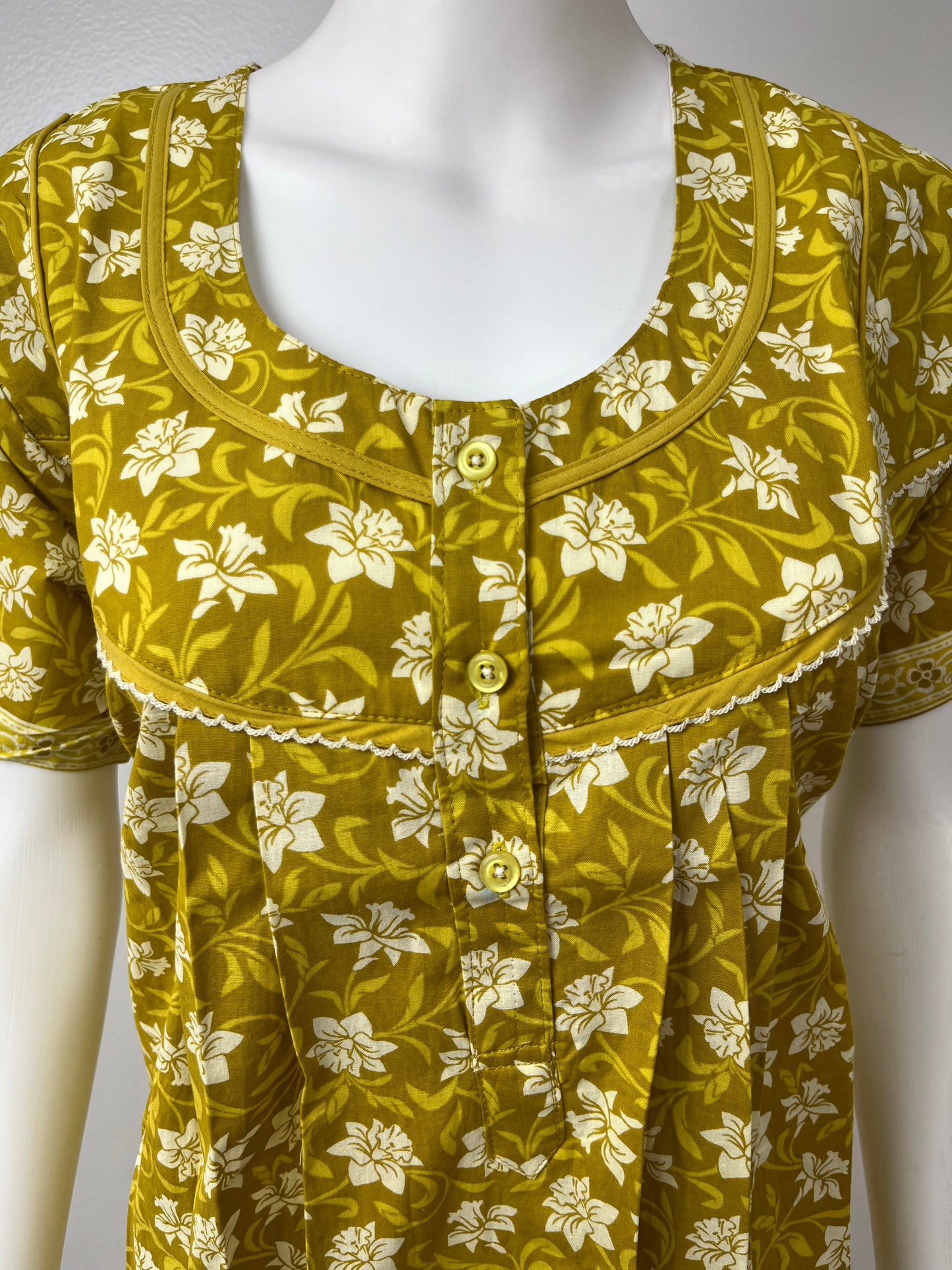 Sage Green Knee-Length Pure Cotton Women's Nighty Soft & Comfortable