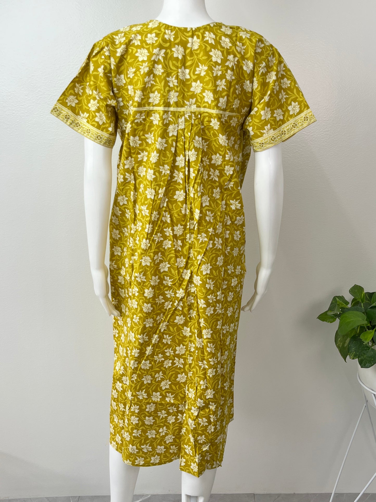 Sage Green Knee-Length Pure Cotton Women's Nighty Soft & Comfortable