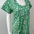 Green Knee-Length 100% Cotton Nighty for Women