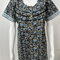 Black Pure Cotton Nighty with Contrast Print