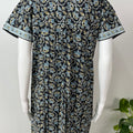 Black Pure Cotton Nighty with Contrast Print