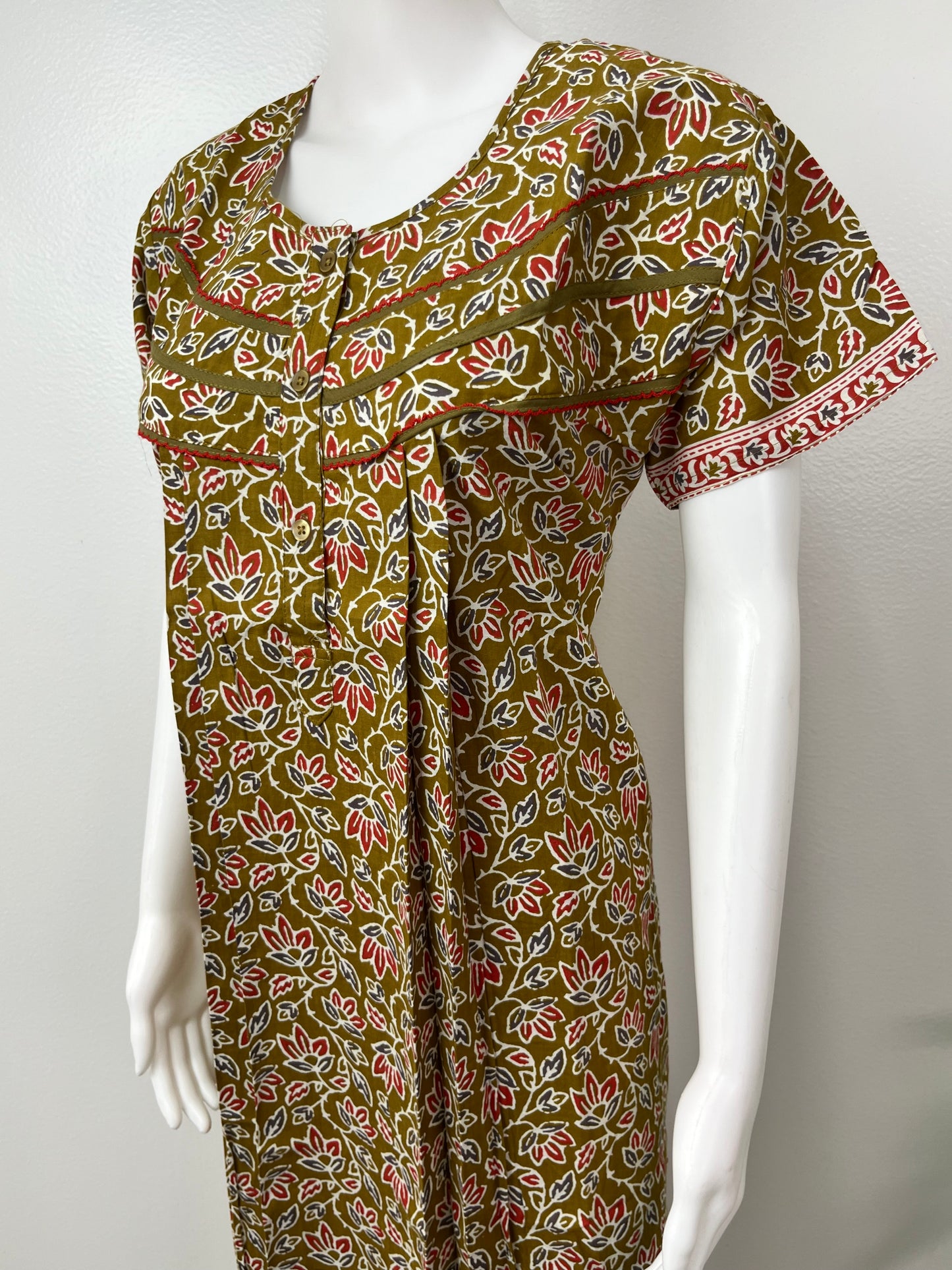 Olive Green 100% Cotton Women's Nightgown